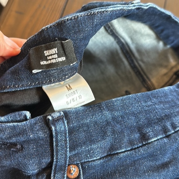 Express Skinny Mid Rise Ultra Hyper Stretch Jeans Blue Sz Medium Distressed - Picture 5 of 5